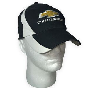 Camaro Men's Black White Ball Cap Embroidered Chevrolet Logo‎